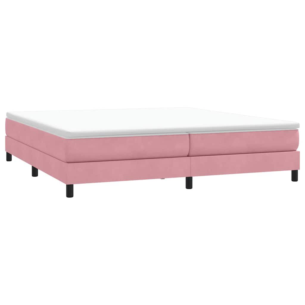 vidaXL Box Spring κρεβάτι με στρώμα ροζ 180x220 cm Βελούδινο
