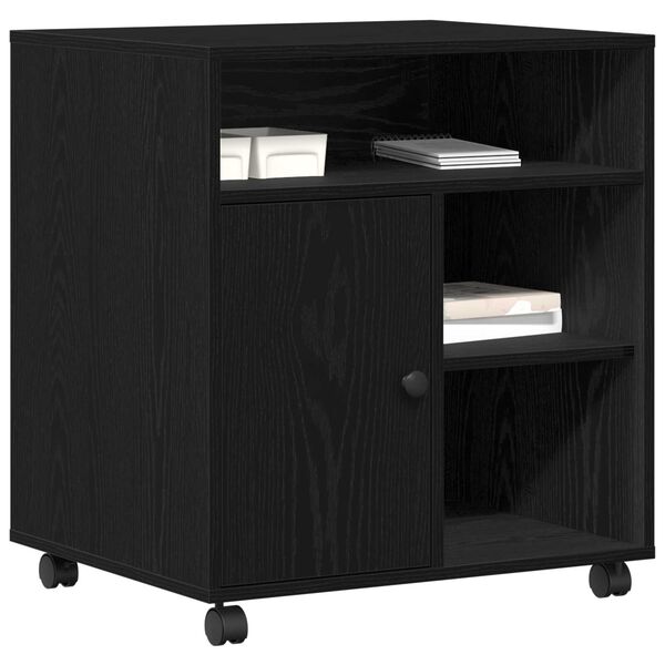 vidaXL Ράφι Εκτυπωτή με Ρόδες Μαύρο Δρυς 60x50x67 εκ.