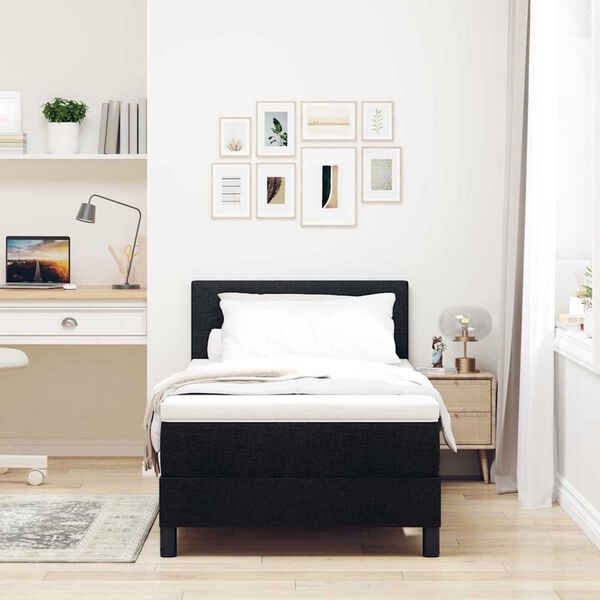 vidaXL Κρεβάτι με ελατήρια με στρώμα Μαύρο 80 x 200 cm ύφασμα
