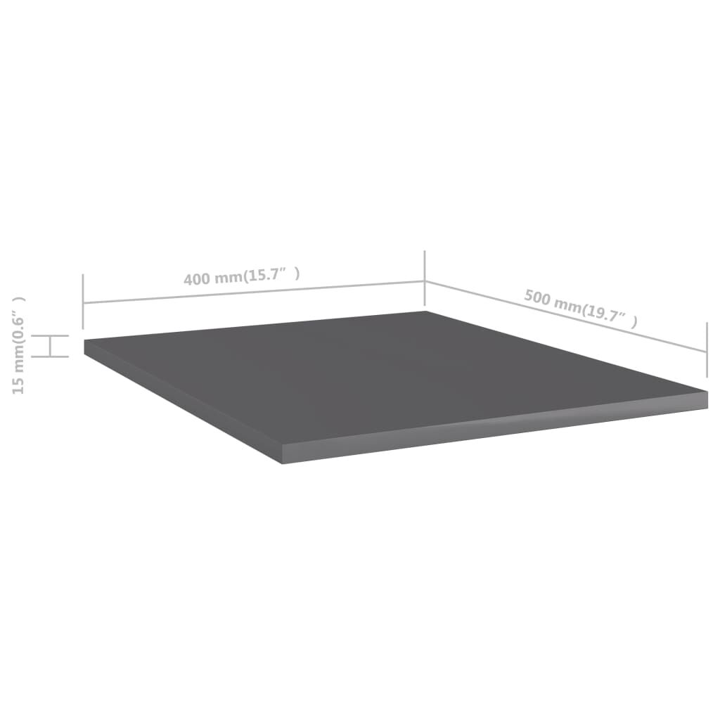 vidaXL Ράφια Βιβλιοθήκης 8 τεμ. Γυαλ. Γκρι 40x50x1,5 εκ. Επεξ.Ξύλο