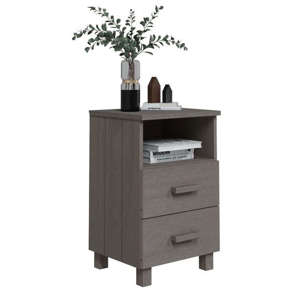vidaXL Κομοδίνο HAMAR Ανοιχτό Γκρι 40 x 35 x 62 εκ. Μασίφ Ξύλο Πεύκου