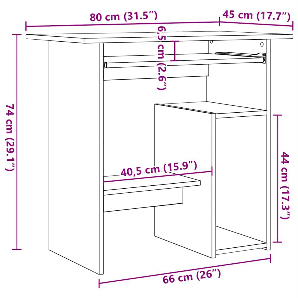 vidaXL Γραφείο Μαύρο 80 x 45 x 74 εκ. από Επεξ. Ξύλο