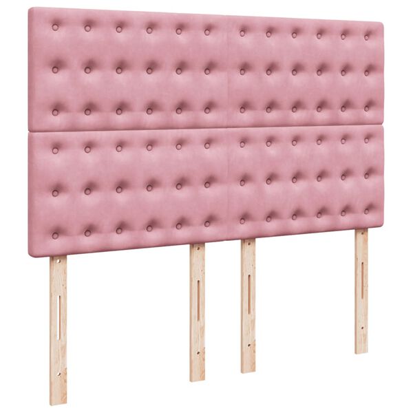 vidaXL Κρεβάτι Boxspring με Στρώμα Ροζ 140x190 εκ. Βελούδινο