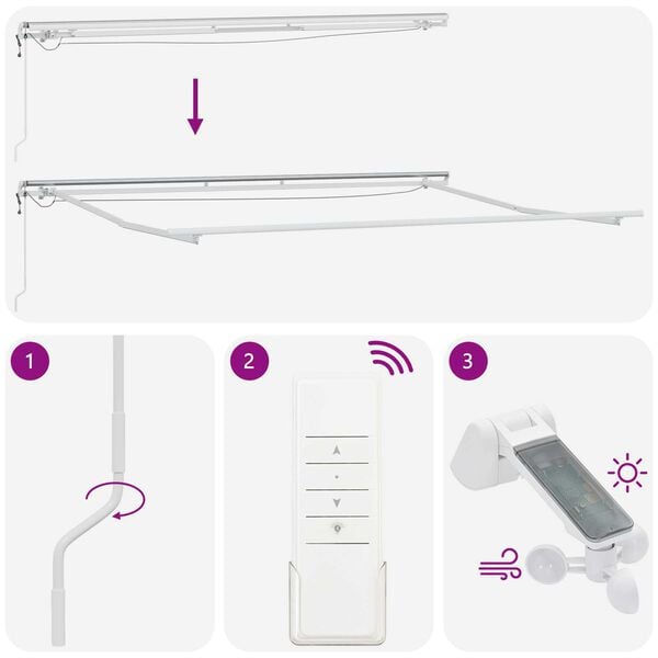vidaXL Αυτόματη Ανασυρόμενη Τέντα με LED Πολύχρωμη Ρίγα 450x300 εκ.
