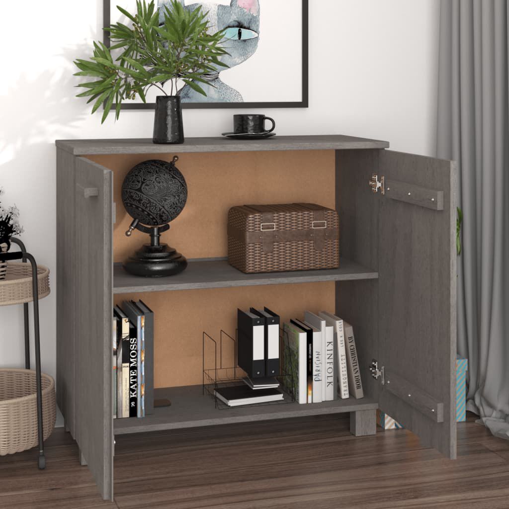 vidaXL Ντουλάπι HAMAR Αν. Γκρι 85 x 35 x 80 εκ. από Μασίφ Ξύλο Πεύκου