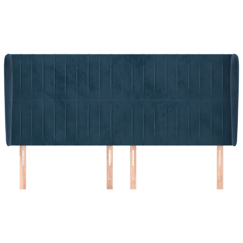 vidaXL Κεφαλάρι με Πτερύγια Σκούρο Μπλε 183x23x118/128 εκ. Βελούδινο