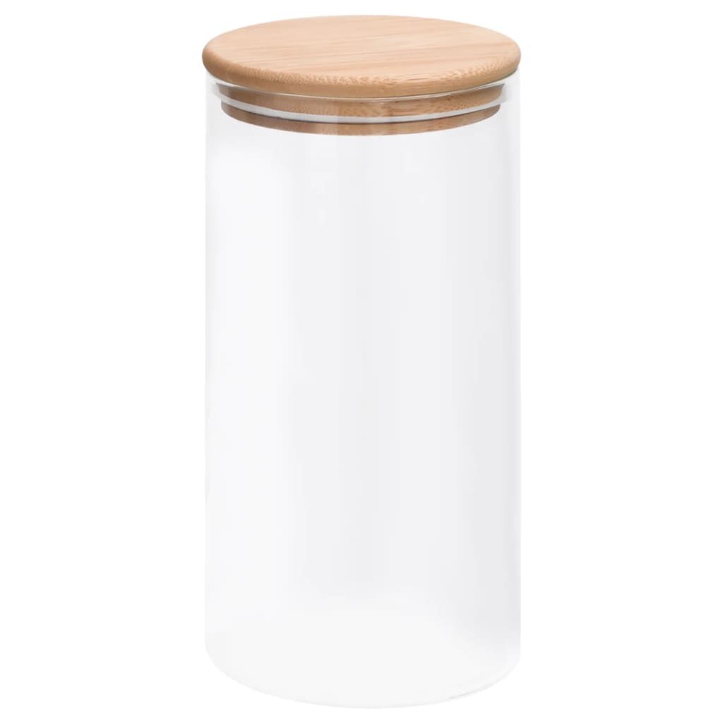 vidaXL Βάζα 4 τεμ. 1200 ml Γυάλινα με Καπάκι από Μπαμπού