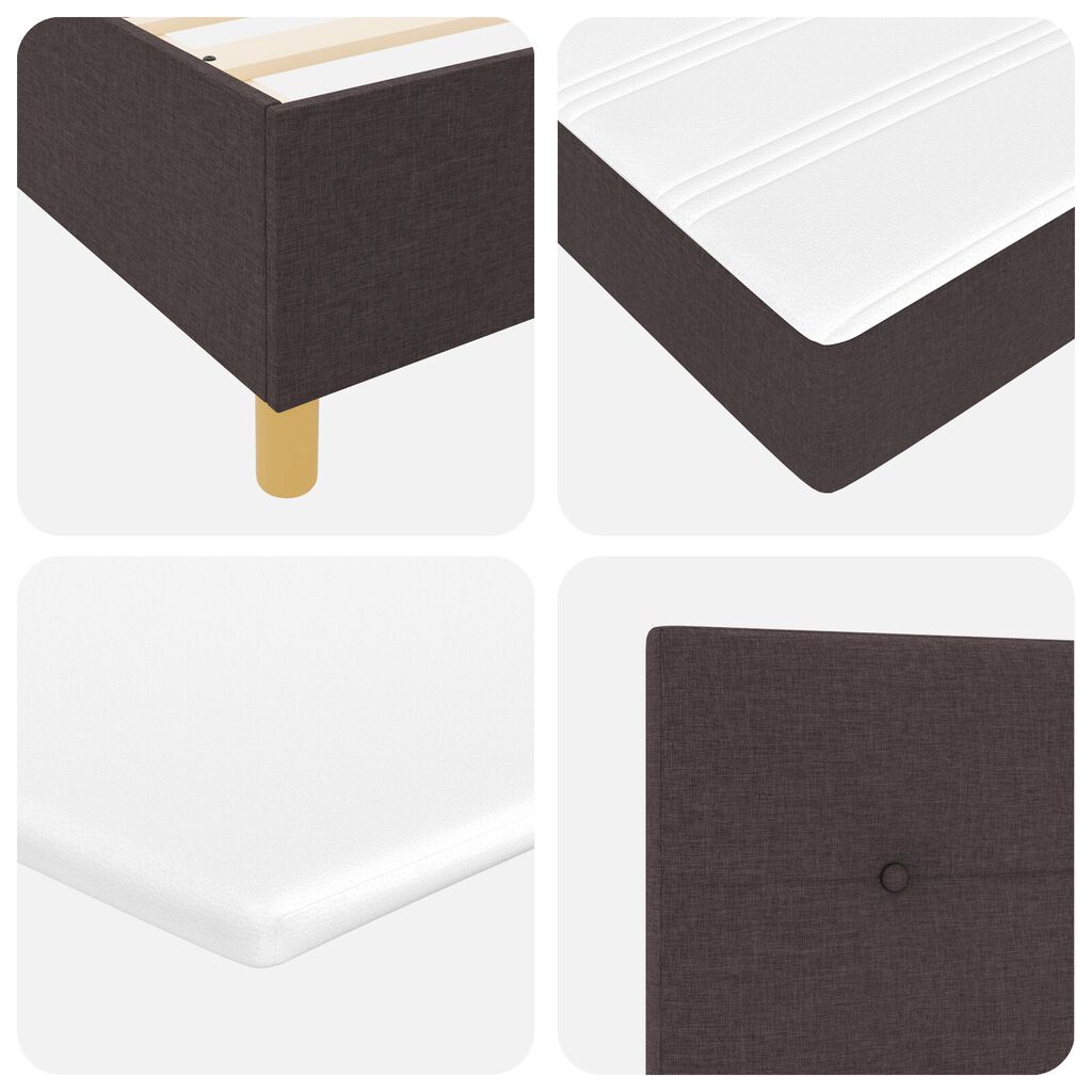 vidaXL Κρεβάτι Box Spring με Στρώμα & Πάγκο Σκούρο Καφέ 120x200 εκ. Υφάσματος