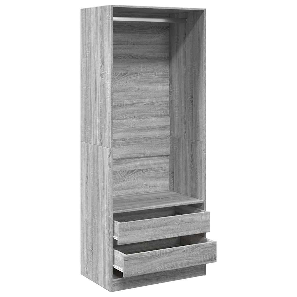 vidaXL Ντουλάπα Γκρι Sonoma 80x50x200 εκ. από Επεξεργασμένο Ξύλο