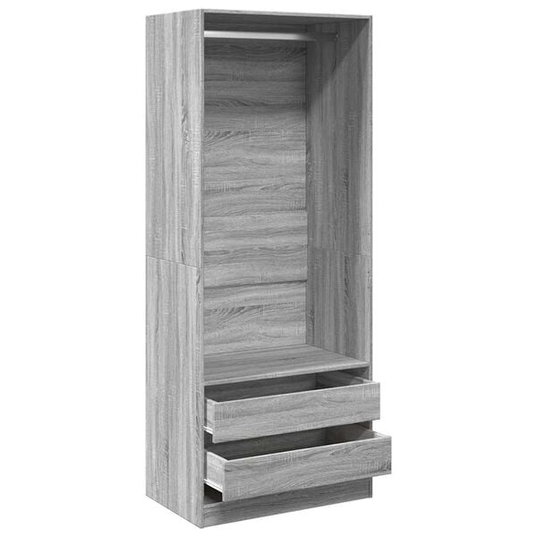 vidaXL Ντουλάπα Γκρι Sonoma 80x50x200 εκ. από Επεξεργασμένο Ξύλο