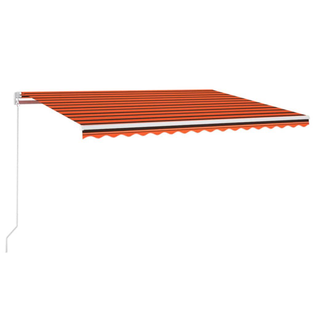 vidaXL Τέντα Αυτόματη με LED&Αισθητ. Ανέμου Πορτοκαλί/Καφέ 450x300 εκ.