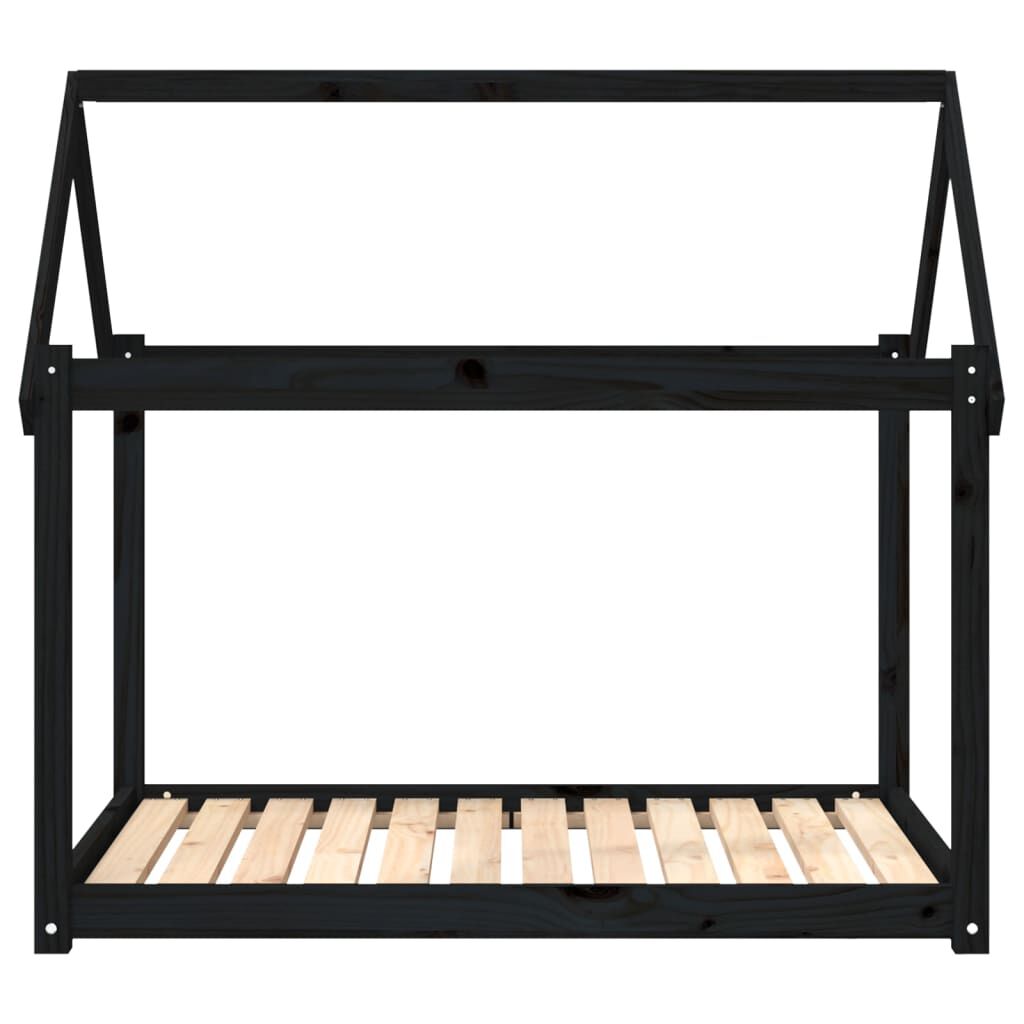 vidaXL Κρεβάτι Σκύλου Μαύρο 111x80x100 εκ. από Μασίφ Ξύλο Πεύκου