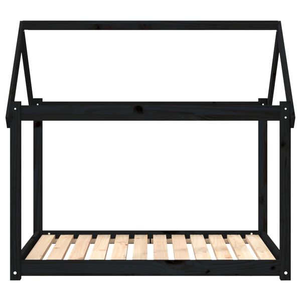 vidaXL Κρεβάτι Σκύλου Μαύρο 111x80x100 εκ. από Μασίφ Ξύλο Πεύκου