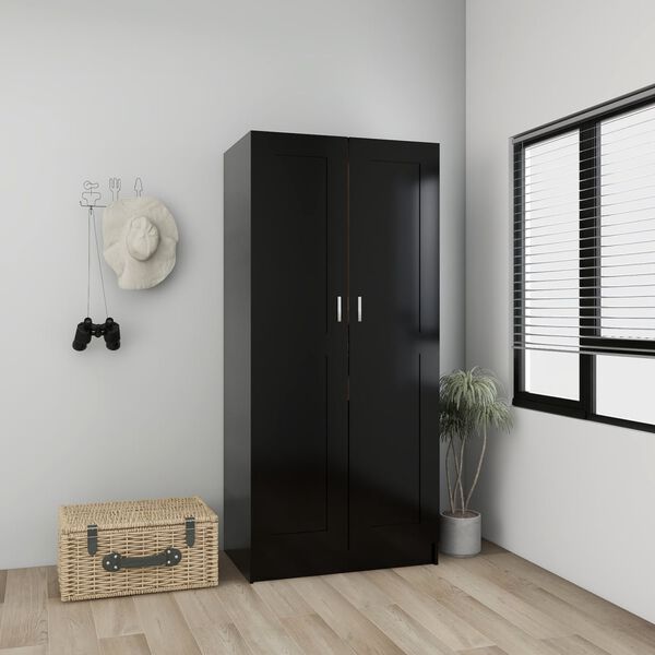 vidaXL Ντουλάπα Μαύρη 85,2 x 51,5 x 180 εκ. από Επεξ. Ξύλο