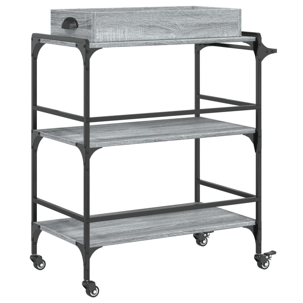 vidaXL Τρόλεϊ Κουζίνας Sonoma Γκρι 81,5x41x92,5 εκ. Επεξεργασμένο Ξύλο