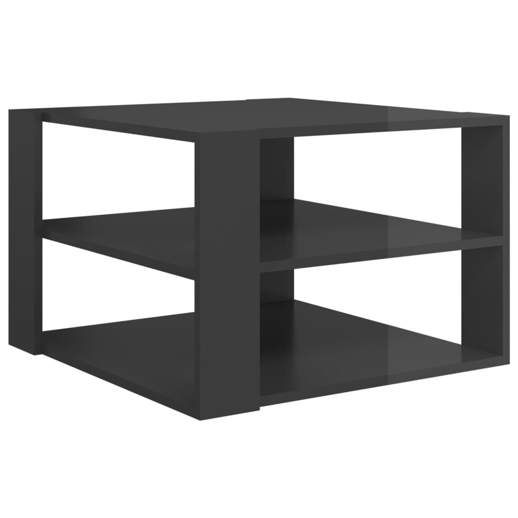 vidaXL Τραπεζάκι Σαλονιού Γυαλιστερό Γκρι 60 x 60 x 40 εκ. Μοριοσανίδα