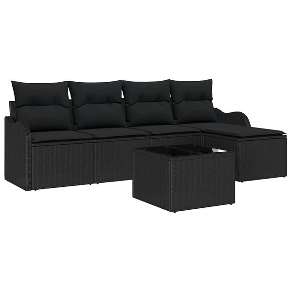 vidaXL Σετ Καναπέ Κήπου με μαξιλάρι 6 pcs Μπεζ Πολυ ράταν