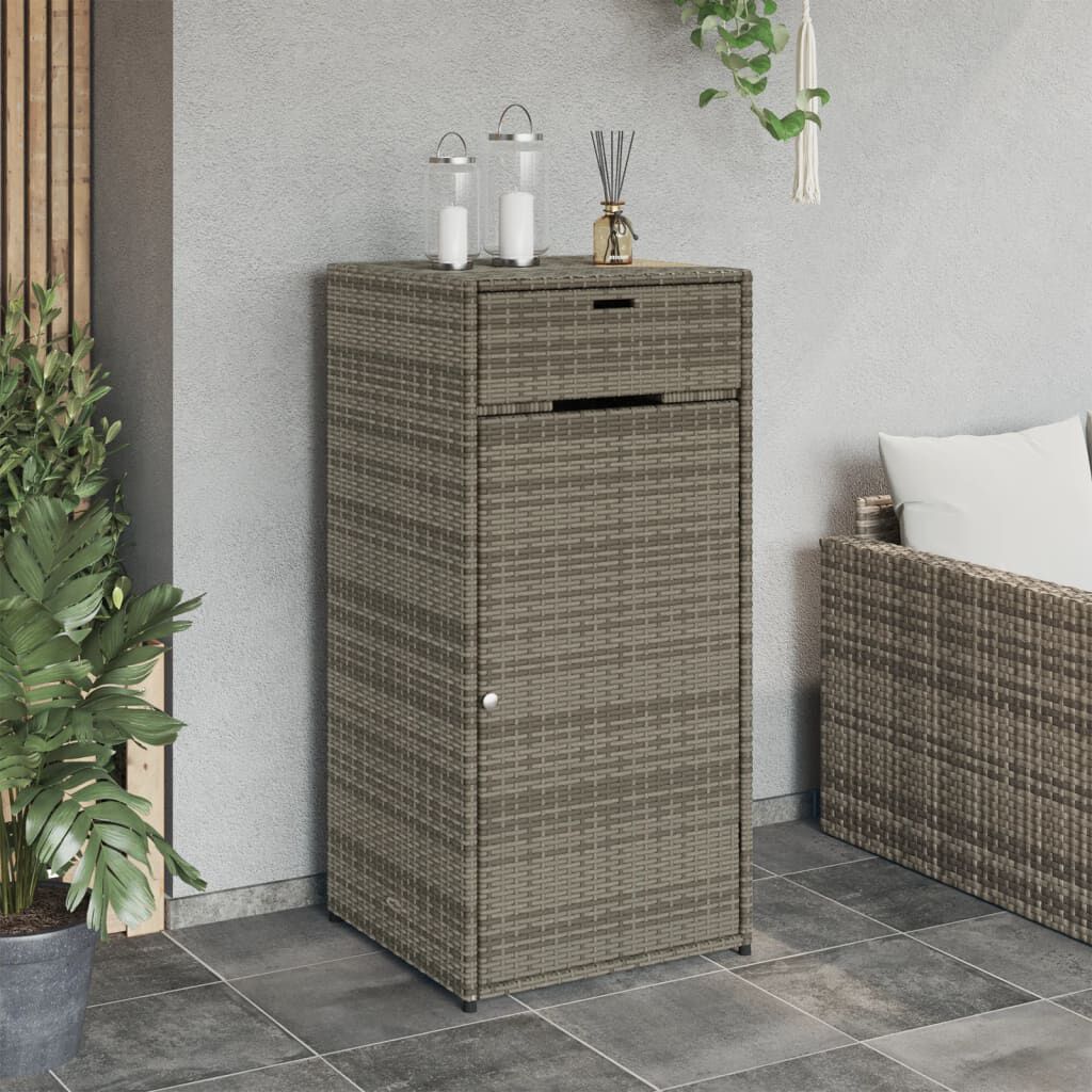 vidaXL Ντουλάπι Αποθήκευσης Κήπου Γκρι 55x55x111 εκ. Συνθετικό Ρατάν