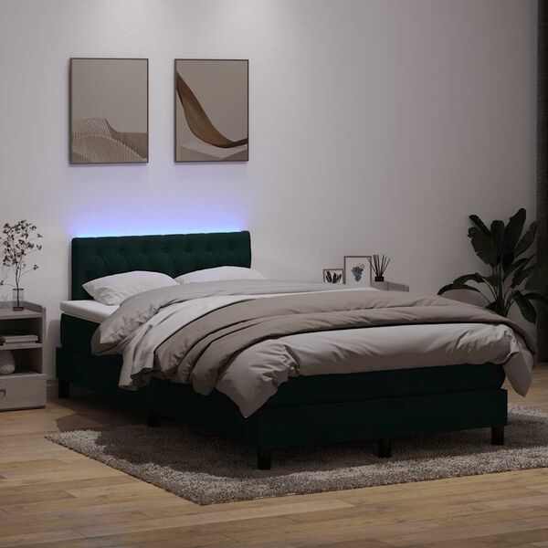 vidaXL &Kappa;&rho;&epsilon;&beta;ά&tau;&iota; Boxspring &mu;&epsilon; &Sigma;&tau;&rho;ώ&mu;&alpha; & LED &sigma;&kappa;&omicron;ύ&rho;&omicron; &pi;&rho;ά&sigma;&iota;&nu;&omicron; 120x220cm &Beta;&epsilon;&lambda;&omicron;ύ&delta;&iota;&nu;&omicron;
