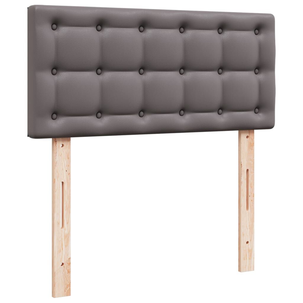 vidaXL Κρεβάτι Boxspring με Στρώμα Γκρι 90x200 εκ. από Συνθετικό Δέρμα