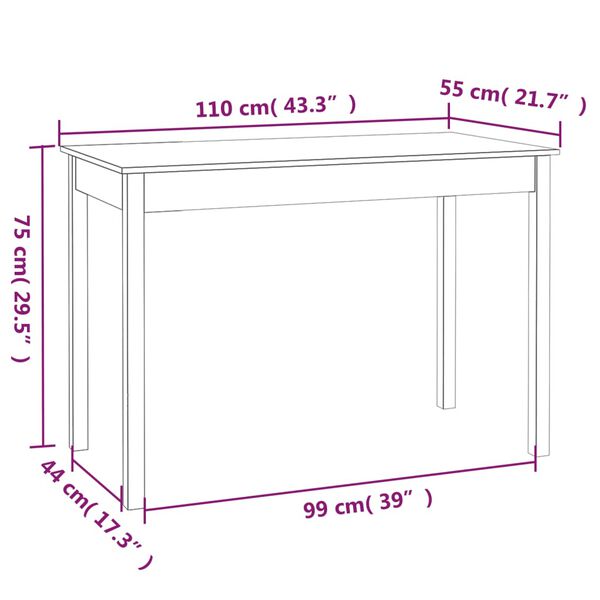 vidaXL Τραπεζαρία 110x55x75 εκ. από Μασίφ Ξύλο Πεύκου