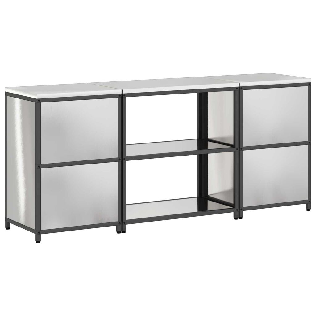vidaXL Σετ Αποθήκευσης Κουζίνας με ράφι 3 pcs Ασημί 210 x 50 x 92 εκ