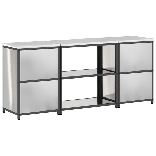 vidaXL Σετ Αποθήκευσης Κουζίνας με ράφι 3 pcs Ασημί 210 x 50 x 92 εκ