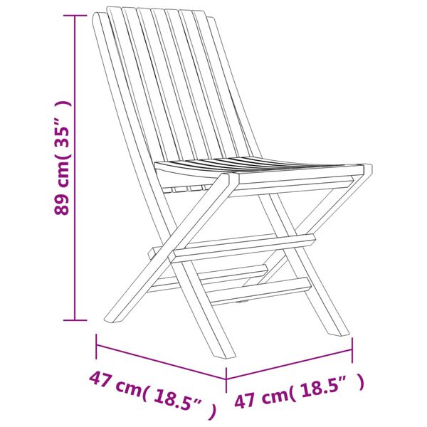 vidaXL Καρέκλες Κήπου Πτυσσόμενες 4 τεμ. 47x47x89 εκ. Μασίφ Ξύλο Teak