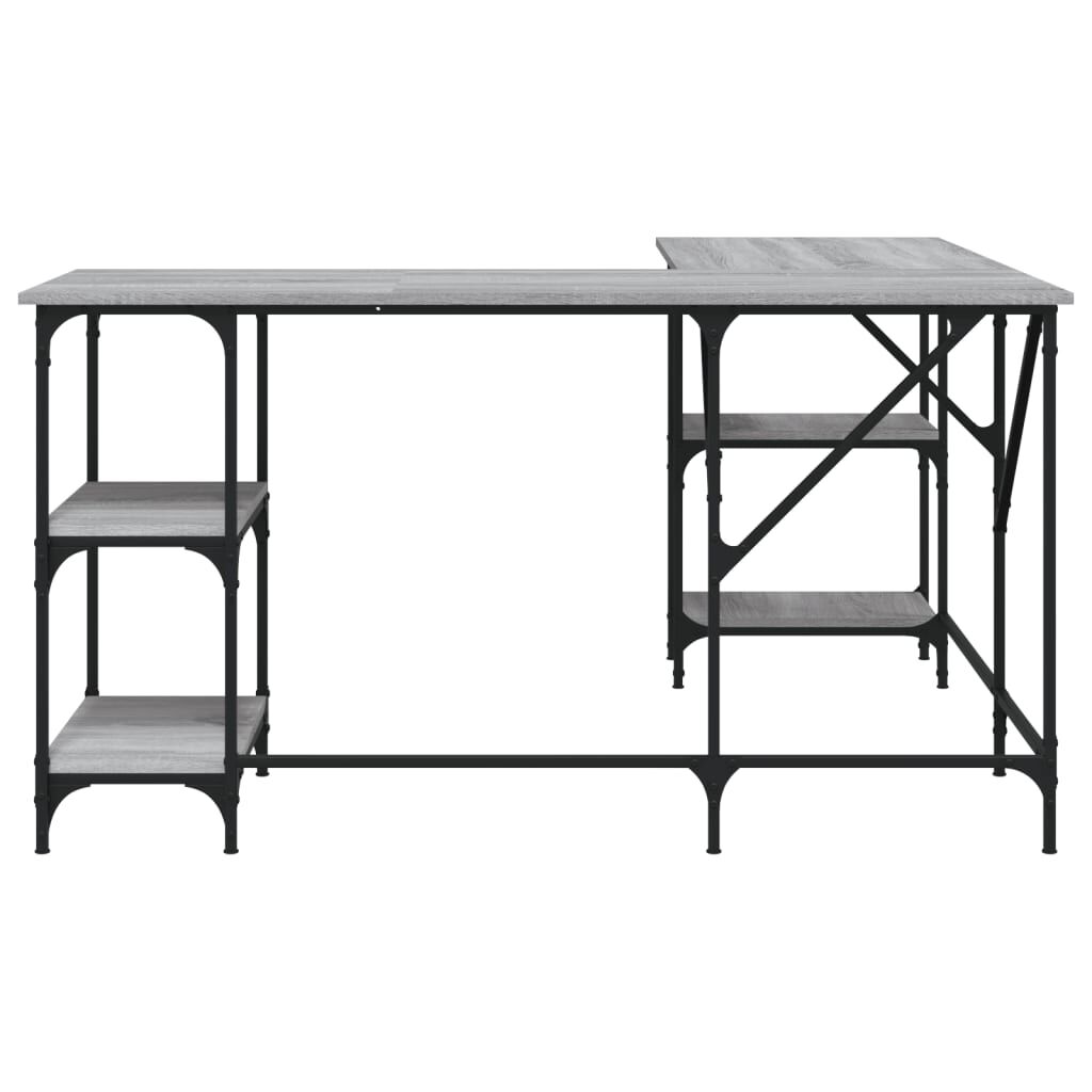 vidaXL Γραφείο Γκρι Sonoma 139x139x75 εκ. από Επεξεργασμένο Ξύλο