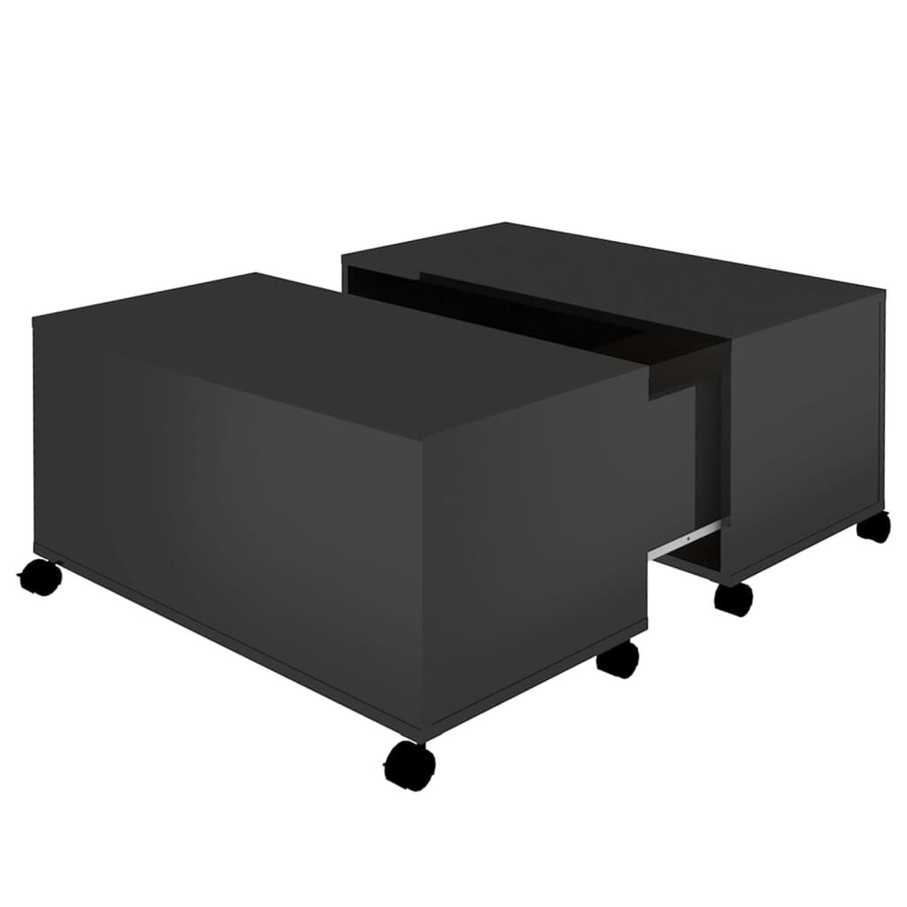 vidaXL Τραπεζάκι Σαλονιού Γυαλ. Μαύρο 75 x 75 x 38 εκ. από Μοριοσανίδα