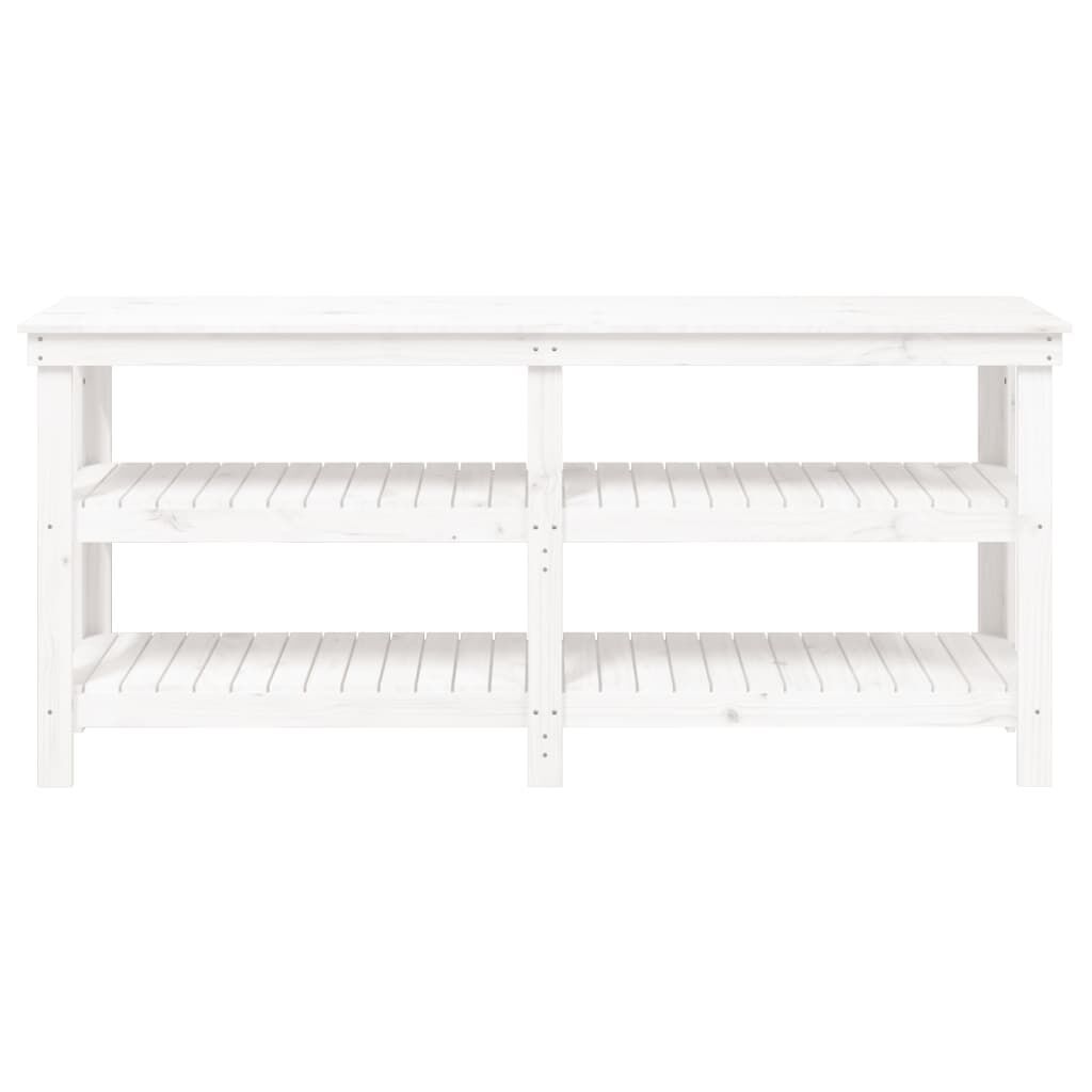 vidaXL Πάγκος Εργασίας Λευκός 181 x 50 x 80 εκ. από Μασίφ Ξύλο Πεύκου