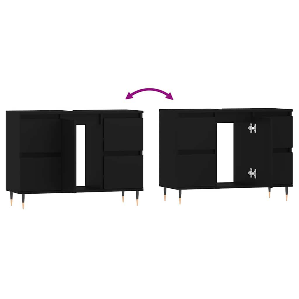 vidaXL Ντουλάπι Μπάνιου Μαύρο 80 x 33 x 60 εκ. από Επεξεργασμένο Ξύλο
