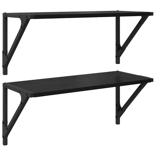 vidaXL &Rho;ά&phi;&iota;&alpha; &Tau;&omicron;ί&chi;&omicron;&upsilon; &mu;&epsilon; &rho;ά&phi;&iota; 2 pcs &Mu;&alpha;ύ&rho;&eta; &Omicron;&xi;&upsilon;ά 60 x 25 x 25,5 cm