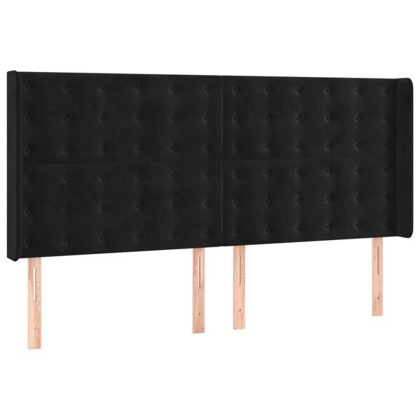 vidaXL Κρεβάτι Boxspring με Στρώμα Μαύρο 200x200 εκ. Βελούδινο