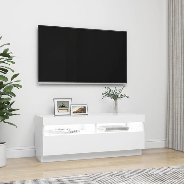 vidaXL Έπιπλο Τηλεόρασης με LED Λευκό 100 x 35 x 40 εκ.