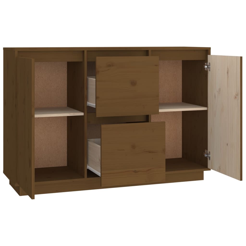 vidaXL Ντουλάπι Καφέ Μελί 111x34x75 εκ. από Μασίφ Ξύλο Πεύκου
