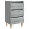 vidaXL Κομοδίνα 2 τεμ. Γκρι Sonoma 40x35x69 εκ. με Μασίφ Ξύλινα Πόδια