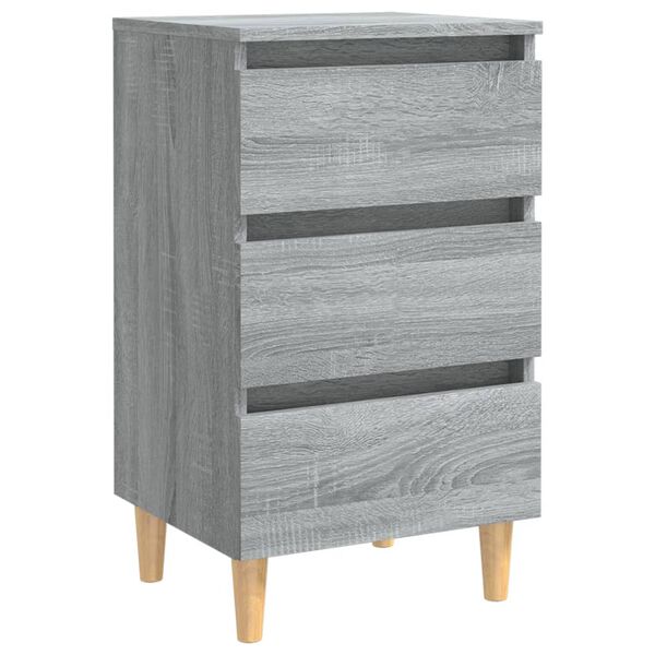 vidaXL Κομοδίνα 2 τεμ. Γκρι Sonoma 40x35x69 εκ. με Μασίφ Ξύλινα Πόδια