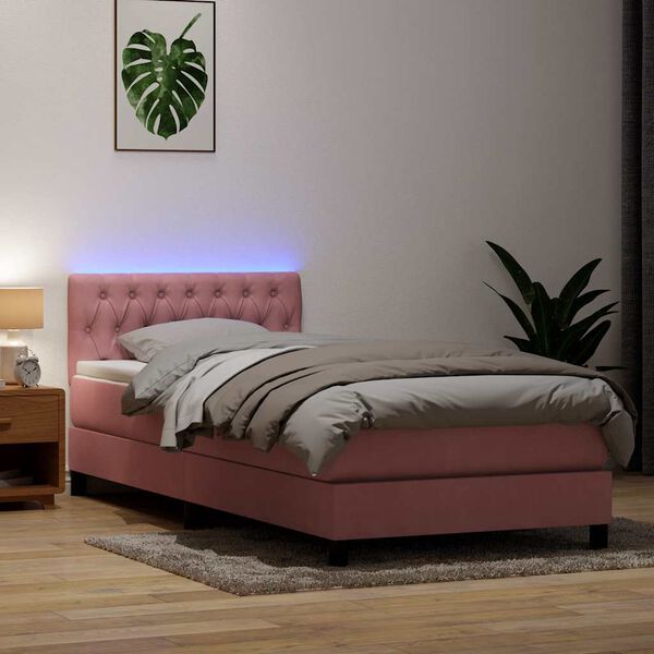 vidaXL &Kappa;&rho;&epsilon;&beta;ά&tau;&iota; Boxspring &mu;&epsilon; &Sigma;&tau;&rho;ώ&mu;&alpha; & LED &rho;&omicron;&zeta; 80x210 &epsilon;&kappa;. &Beta;&epsilon;&lambda;&omicron;ύ&delta;&iota;&nu;&omicron;