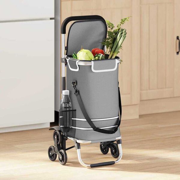 vidaXL Καρότσι Αγορών Γκρι 47 x 39 x 100.5 εκ. Ύφασμα Oxford