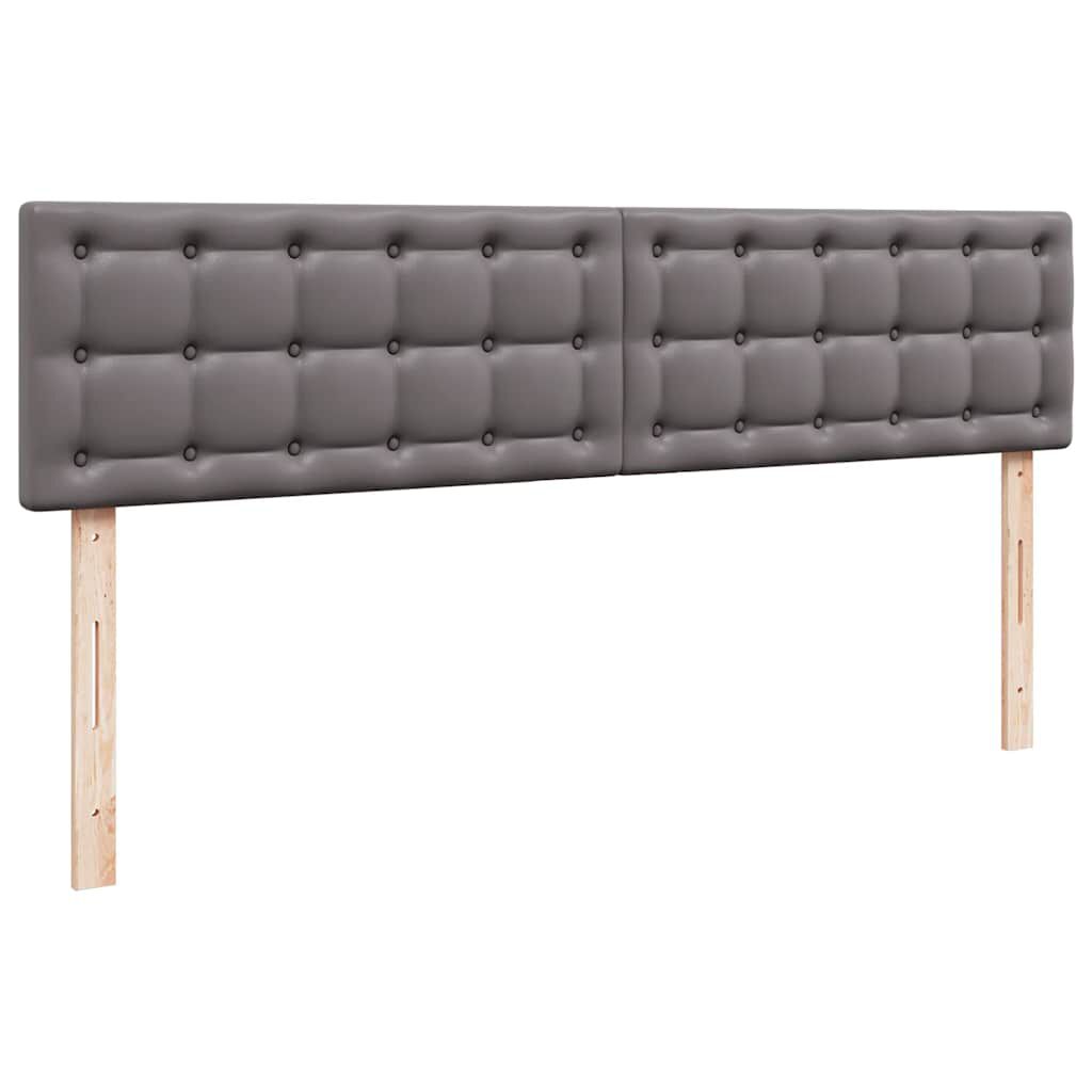 vidaXL Οθωμανικό κρεβάτι με στρώματα & LEDs Γκρι Faux Leather