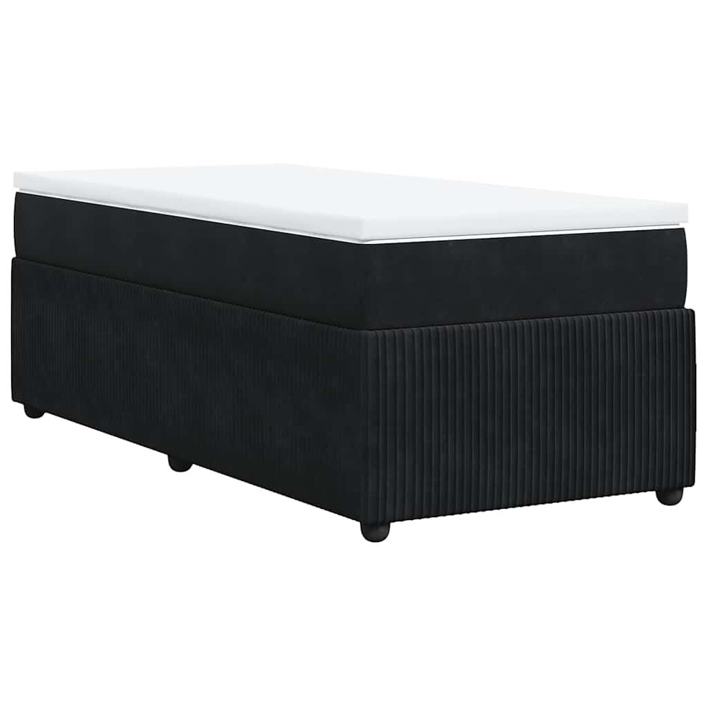 vidaXL Κρεβάτι Boxspring με Στρώμα Μαύρο 100x200 εκ. Βελούδινο