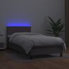 vidaXL Κρεβάτι Boxspring με Στρώμα & LED Γκρι 90x200 εκ. Συνθ. Δέρμα