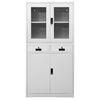 vidaXL Ντουλάπα Γραφείου Ανοιχτό Γκρι 90x40x180 εκ Ατσάλι/Ψημένο Γυαλί