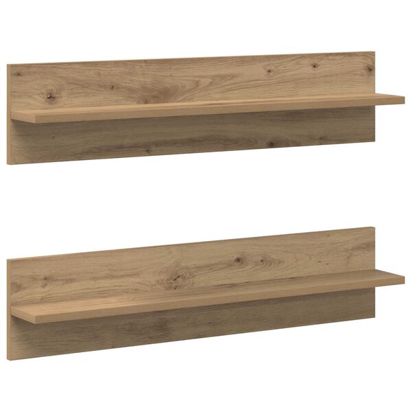 vidaXL Ράφια Τοίχου με ράφι 2 pcs Χειροποίητη δρυς 80 x 11.5 x 18 εκ