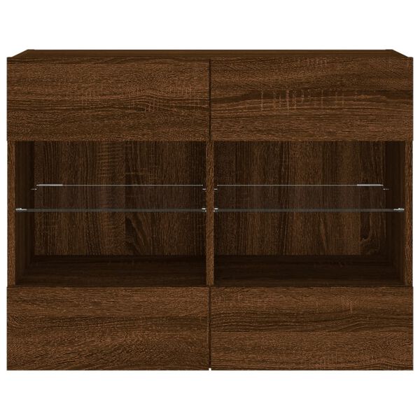 vidaXL Έπιπλο Τοίχου Τηλεόρασης με LED Καφέ Δρυς 78,5x30x60,5 εκ.