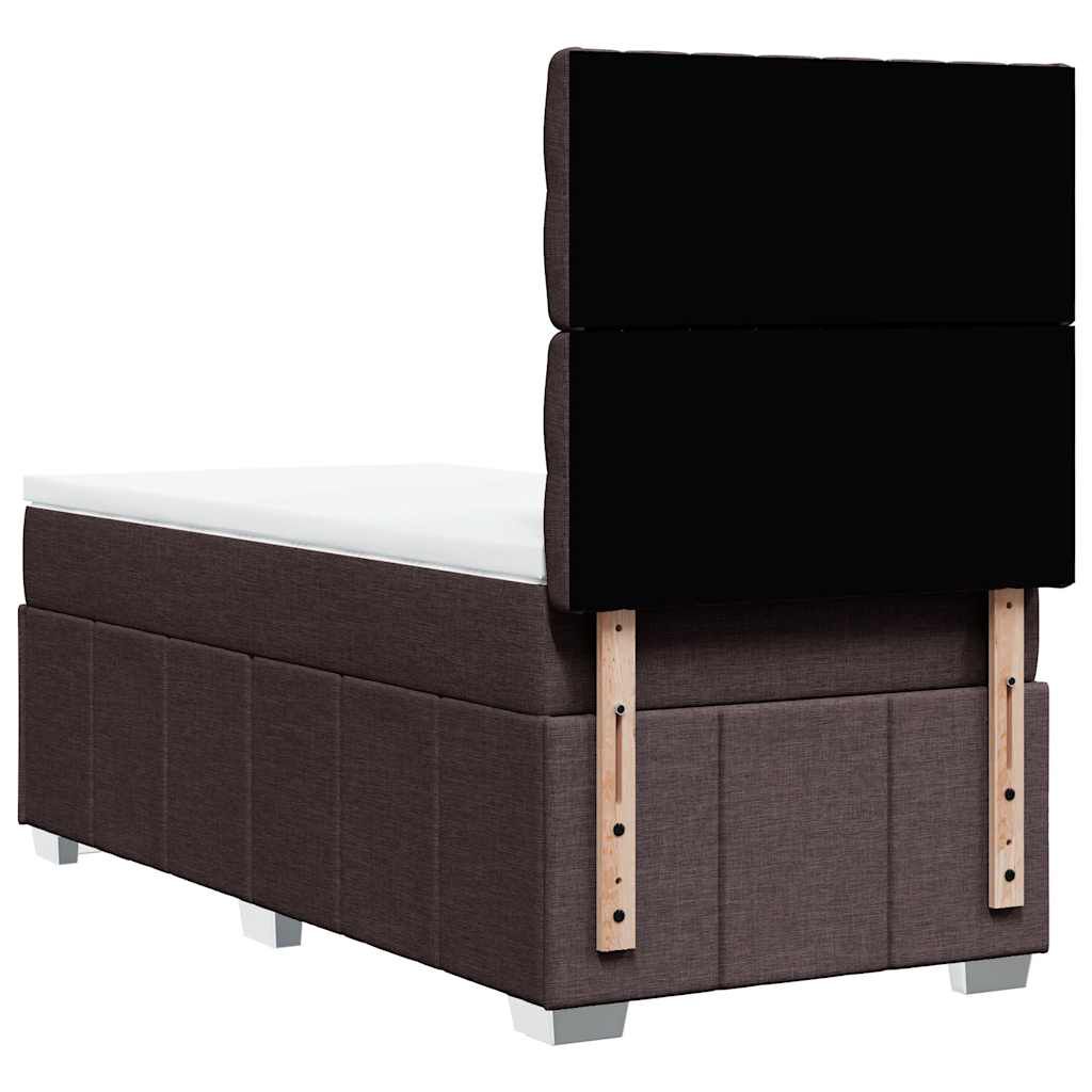 vidaXL Κρεβάτι Boxspring με Στρώμα Σκούρο Καφέ 90x200 εκ. Υφασμάτινο
