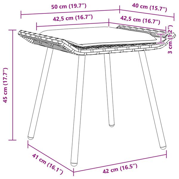 vidaXL Κήπος Σκαμπό 2 τμχ Μαύρο 50x40x45 εκ Συνθετικό Ρατάν