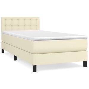 vidaXL Κρεβάτι Boxspring με Στρώμα Κρεμ 100x200εκ. από Συνθετικό Δέρμα