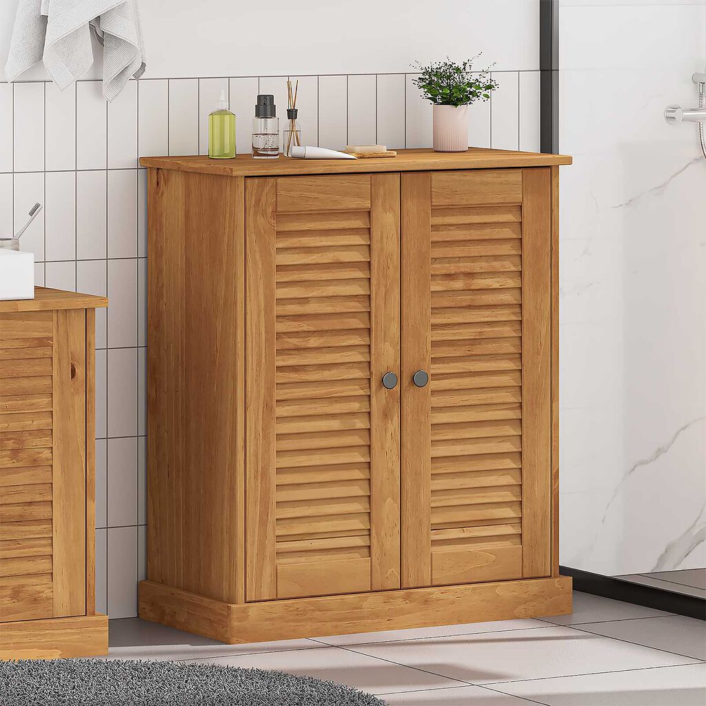 vidaXL Ντουλάπι Μπάνιου καφέ μελί 68 x 34 x 80 εκ Μασίφ ξύλο πεύκου